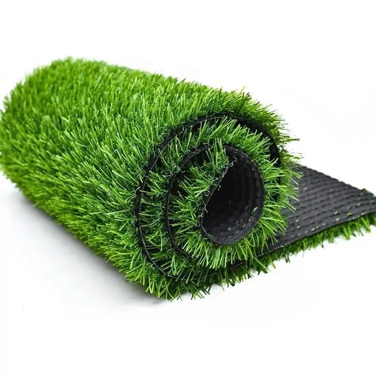 Artificial turf rolled to show the surface and backing