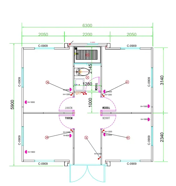 Montara 20FT four-bedroom expandable container house floor plan