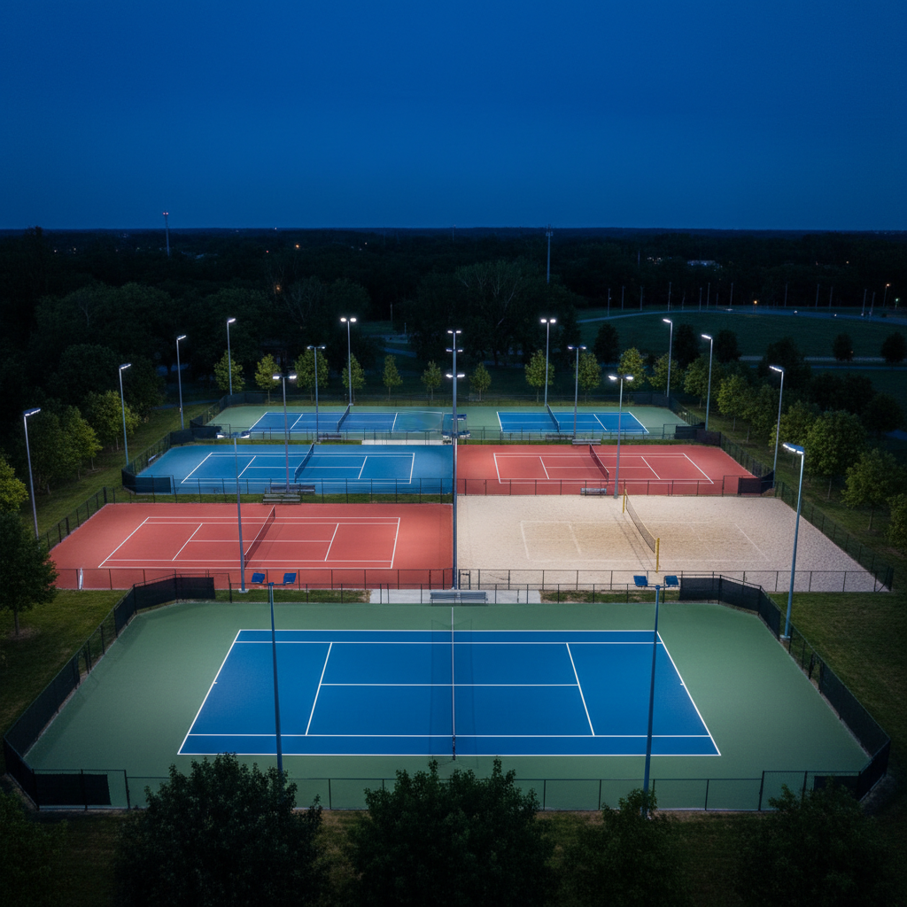 Multi-court sports lighting application reference
