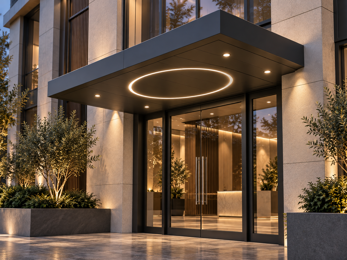 TREVIK HALO illuminated entrance canopy