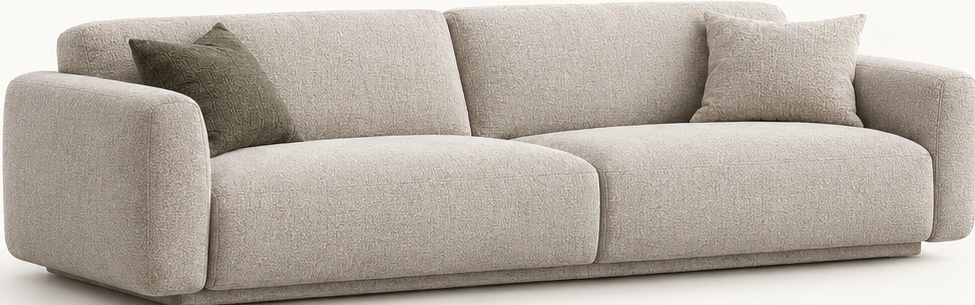 STRAND Frame contemporary Scandinavian sofa with recessed upholstered plinth