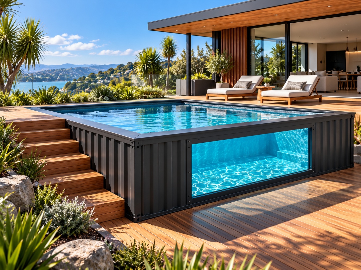 Auremont Compact Plus modular pool in a contemporary courtyard