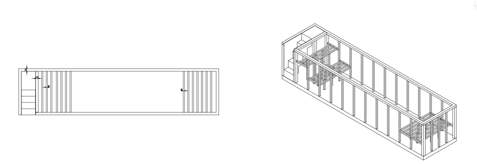 Auremont long modular pool structural CAD drawing