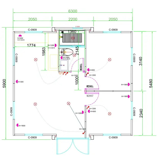 Montara 20FT two-bedroom expandable container house floor plan