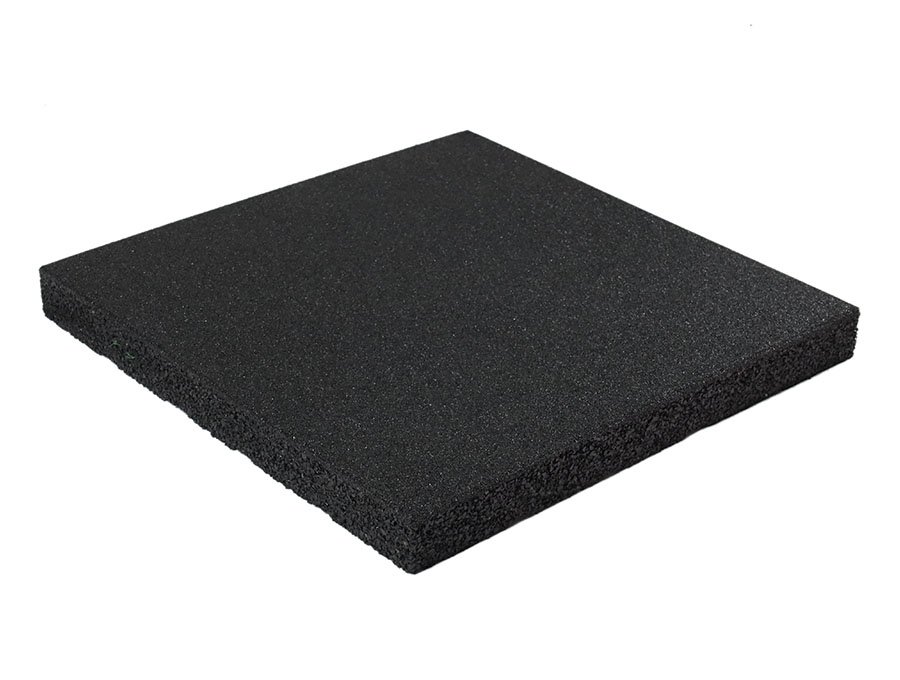 Plain black heavy-duty rubber gym tile