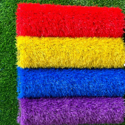 Red yellow blue and purple artificial grass rolls