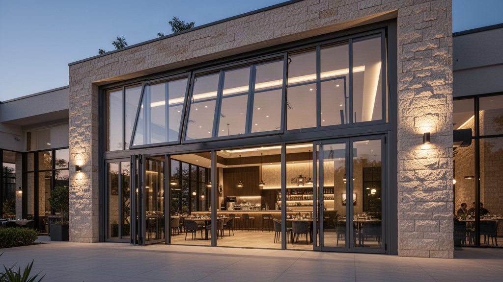 Full-view glazed sectional architectural opening