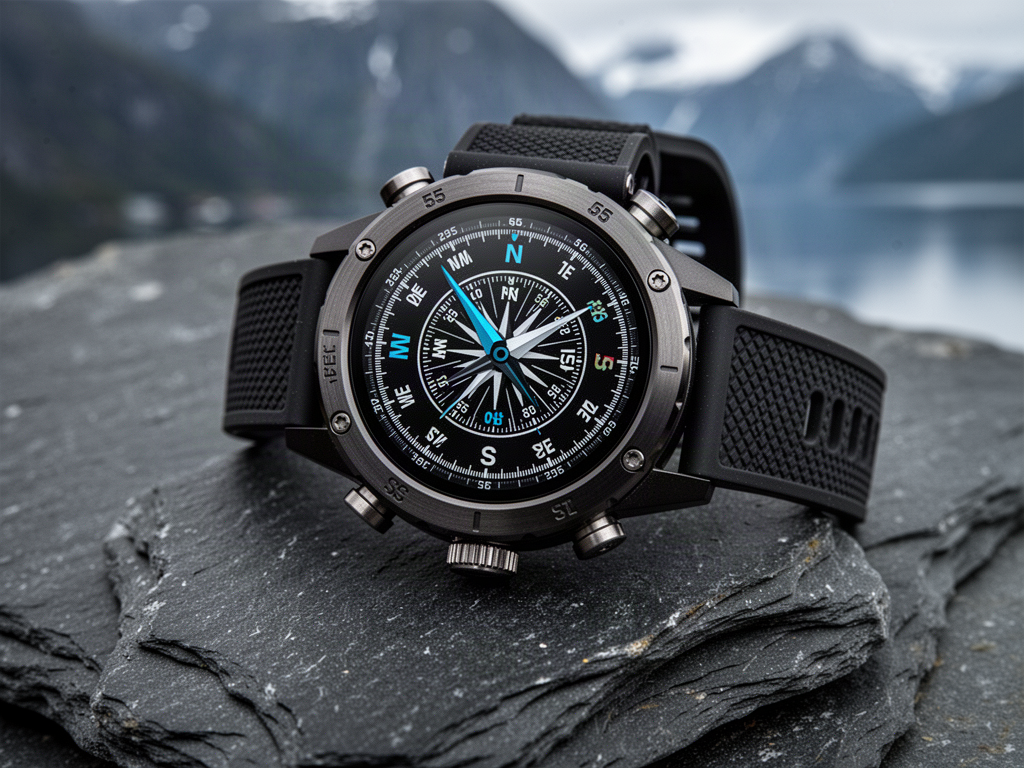 Representative NORDVIK SUMMIT rugged GPS watch detail on dark slate