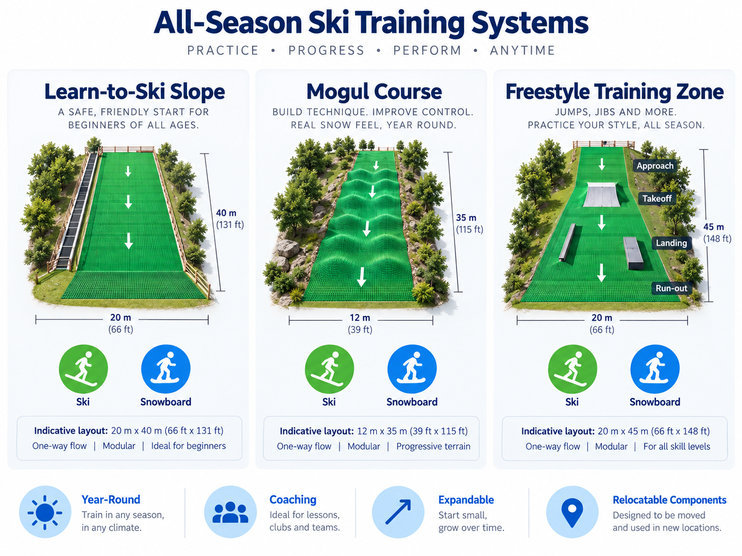 All-season ski training system configuration overview