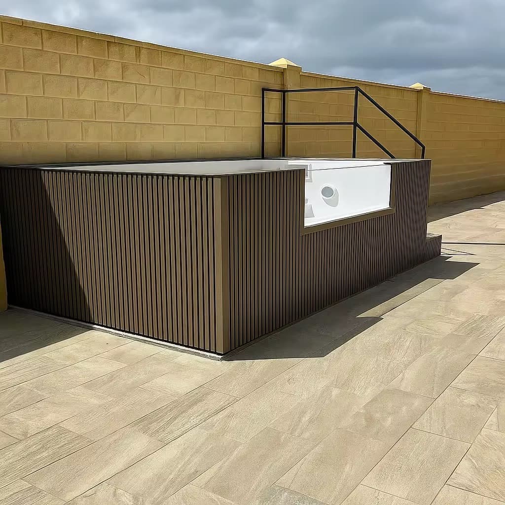 Auremont modular pool with architectural exterior cladding and edge detail