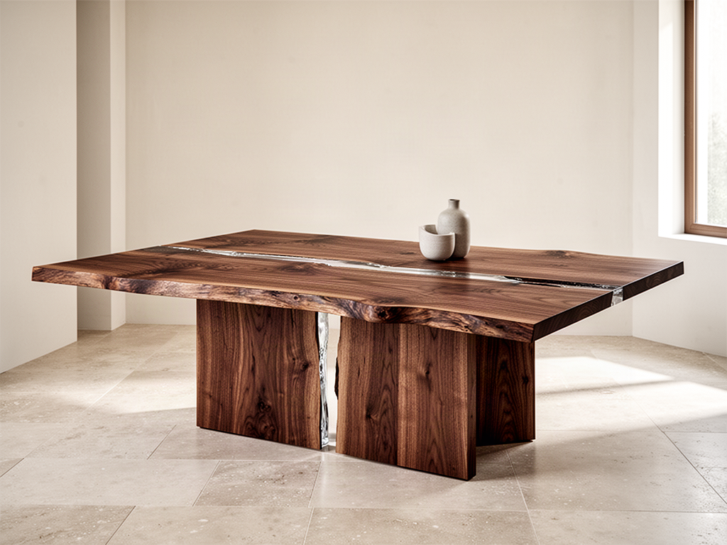 Editorial visual for the SKELVAR ATELIER NORD North American walnut dining table