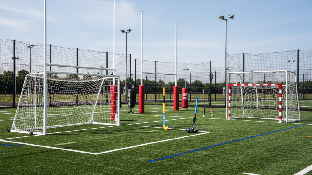 Commercial hockey goals and field equipment
