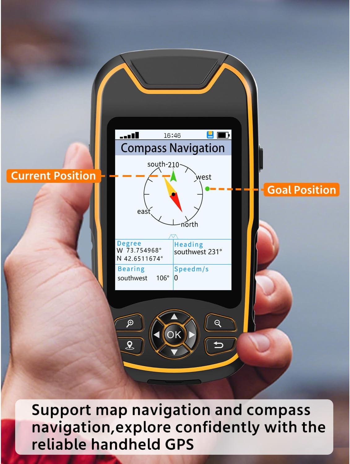 A8 handheld GPS compass navigation screen