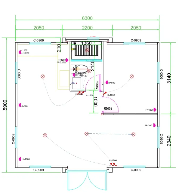 Montara 20FT one-bedroom expandable container house floor plan