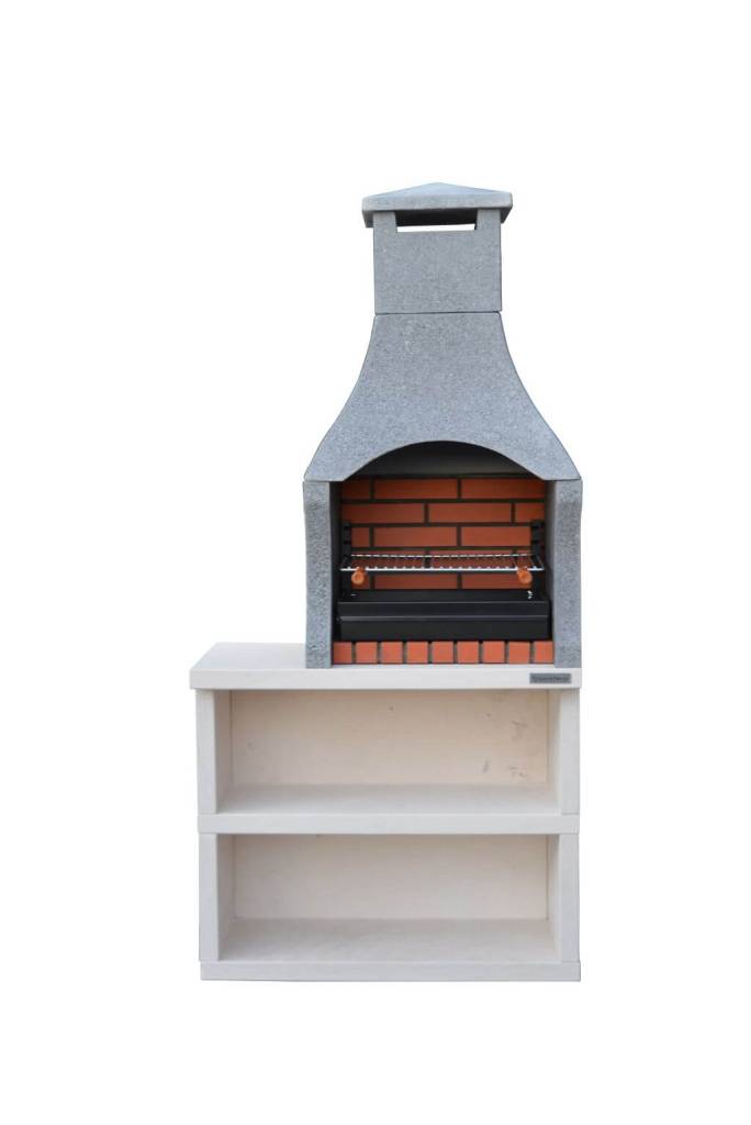 EMBR Firenze masonry charcoal barbecue with chimney and side table