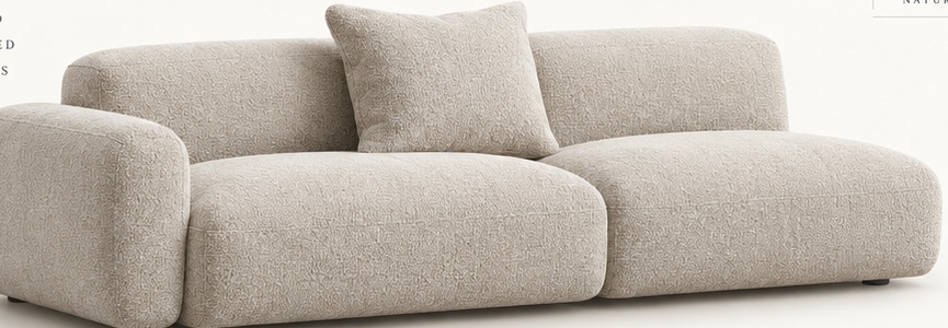 STRAND Haven deep-seat Nordic sofa in soft neutral textured upholstery