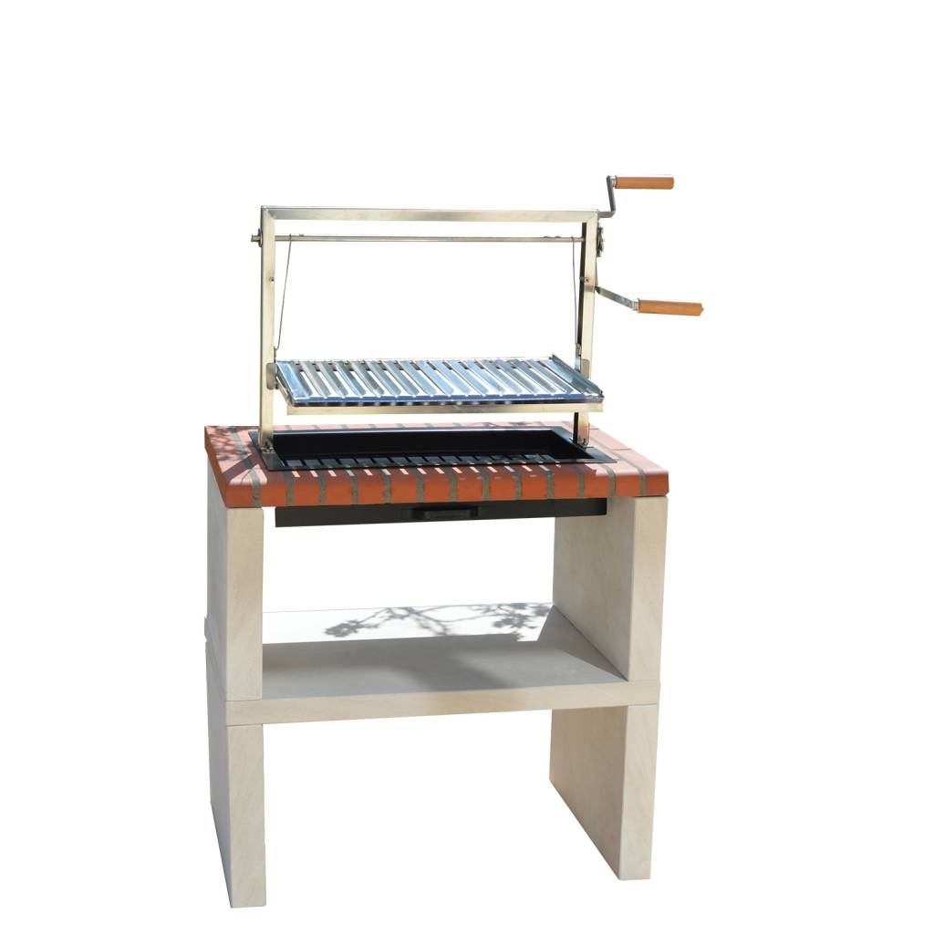 EMBR Argentine-style charcoal barbecue with adjustable metal grill