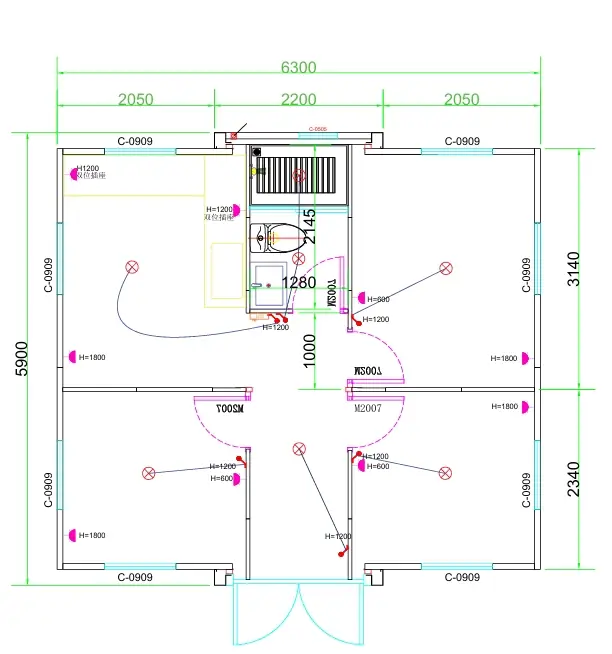 Montara 20FT three-bedroom expandable container house floor plan