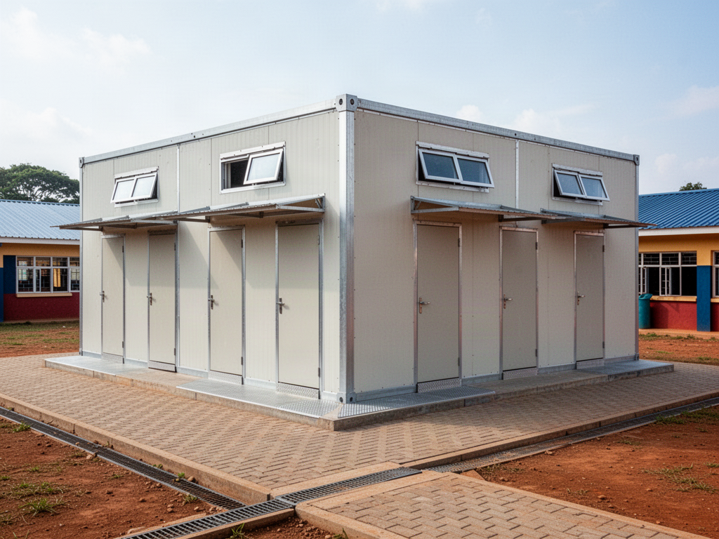 Illustrative RHELGAN modular multi-user sanitation block