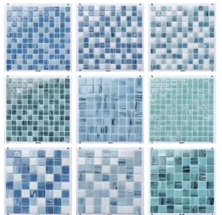 Auremont blue and aqua mosaic pool tile palette options