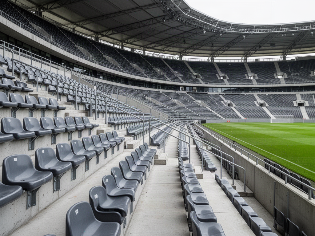Fixed seating throughout a modern stadium