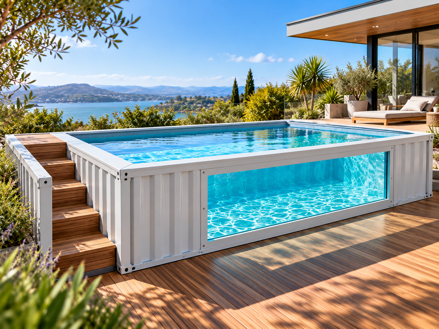 White Auremont modular container pool suited to repeat developer and hospitality projects