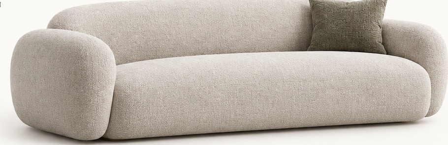 STRAND Fjord rounded Nordic sofa in pale textured upholstery