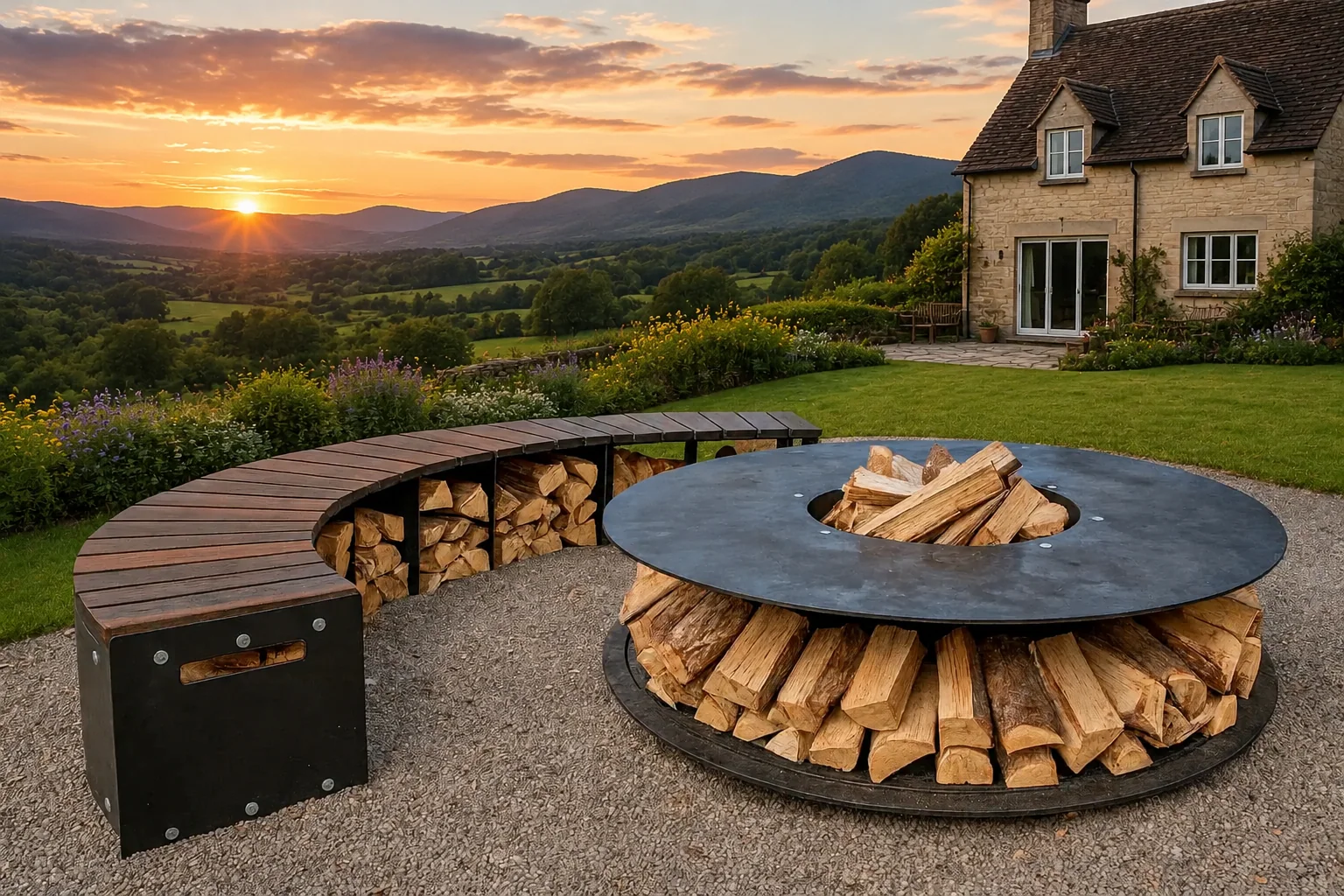 Kossuth Round Corten Steel Fire Pit product view 4