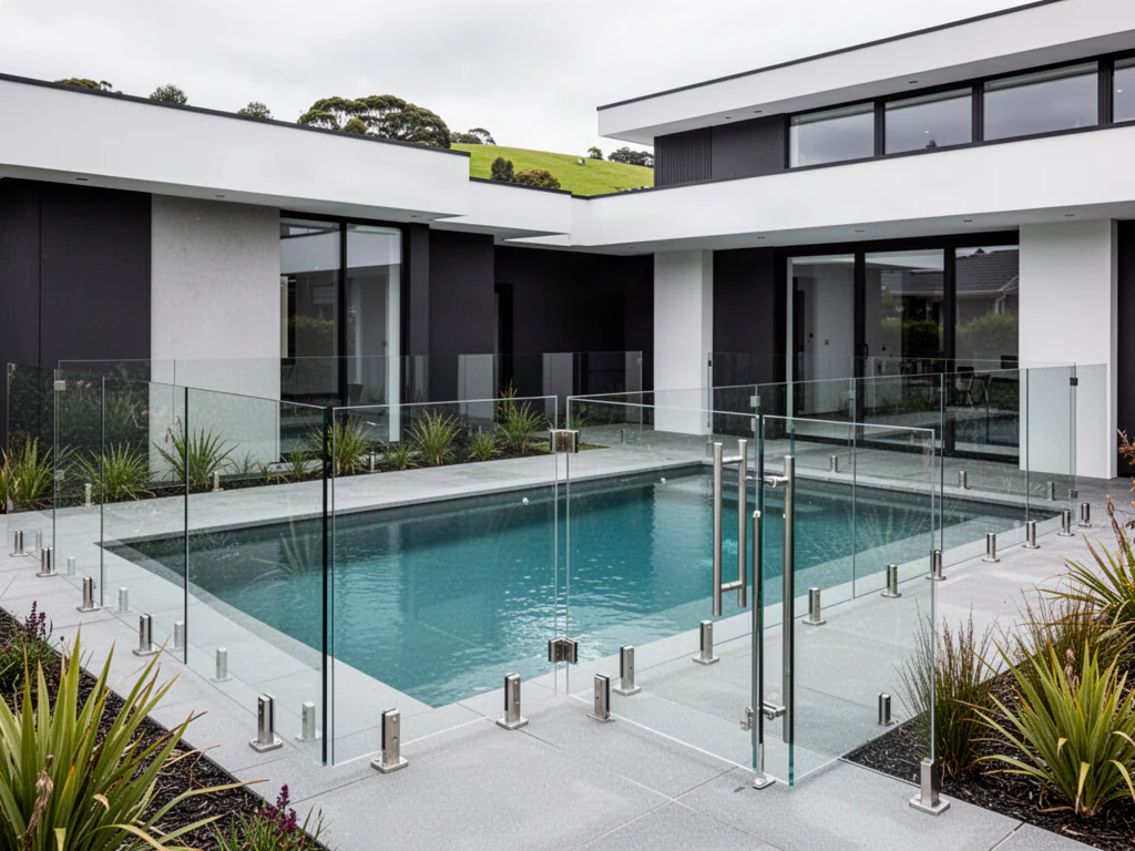 Frameless pool safety glass suited to repeated developer pool packages