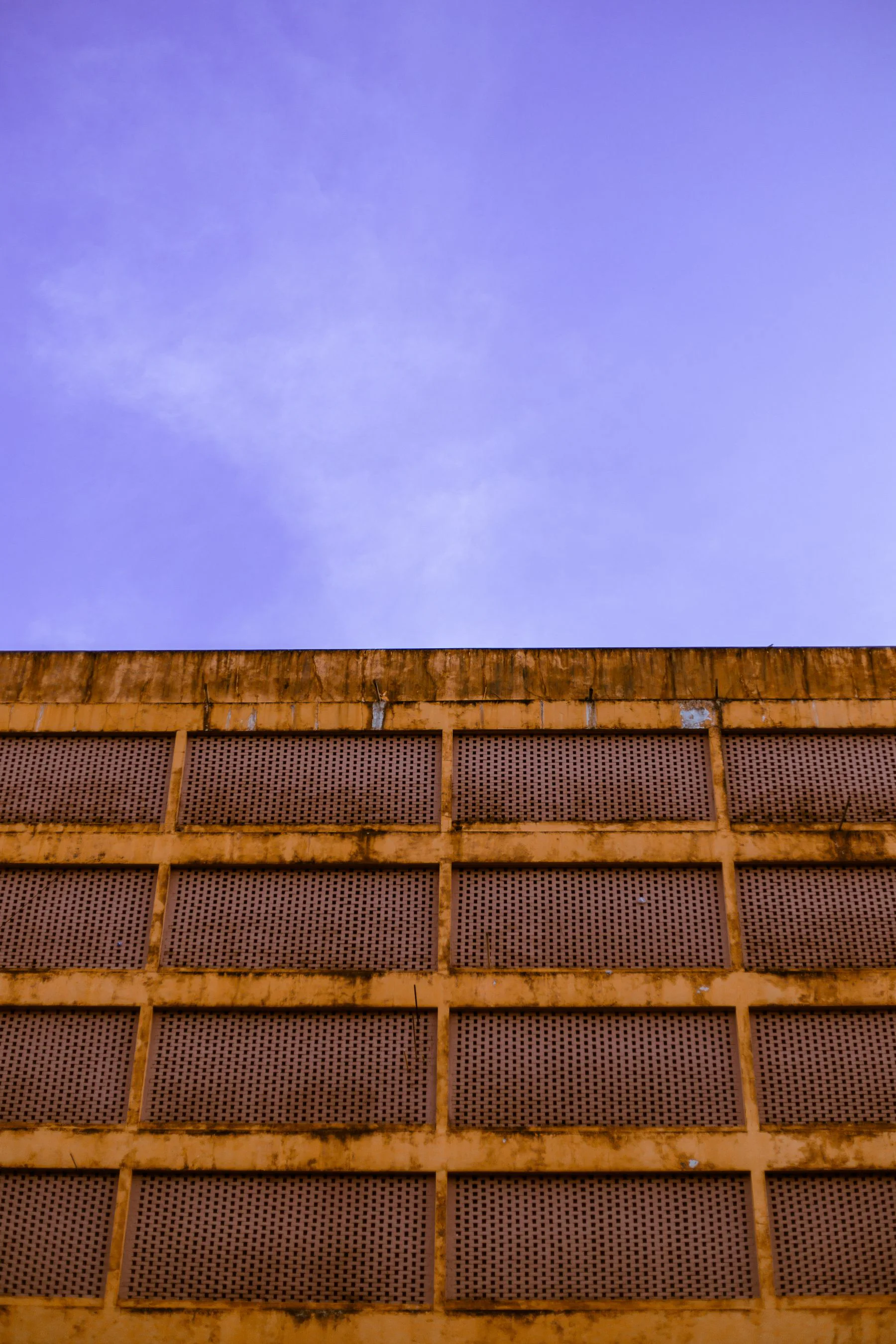 Real perforated weathered-steel architectural facade detail
